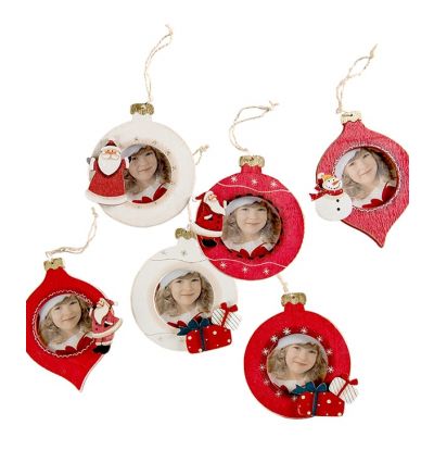 Christmas Tree Wooden Bauble Red Santa