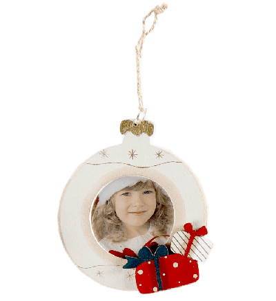 Christmas Tree Wooden Bauble White Present