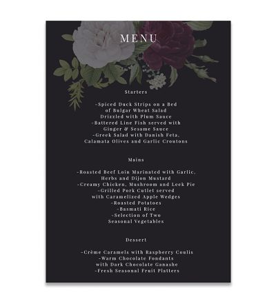 Menu Cards - A6 - Floral - Set of 8